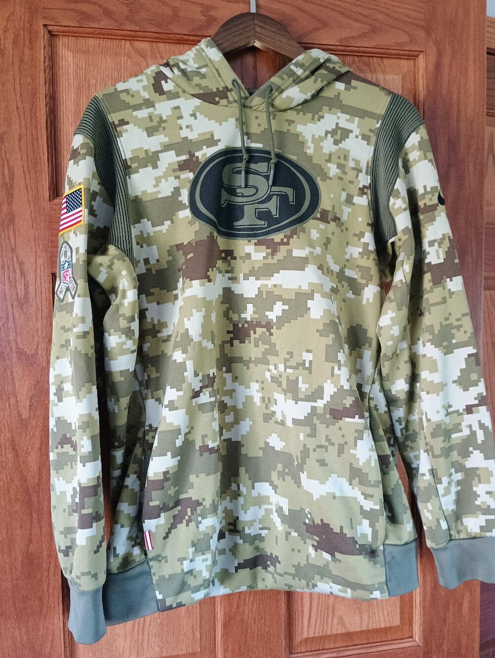 Nike NFL San Francisco 49ers Camo “Salute To Service” On-Field Hoodie Size Large
